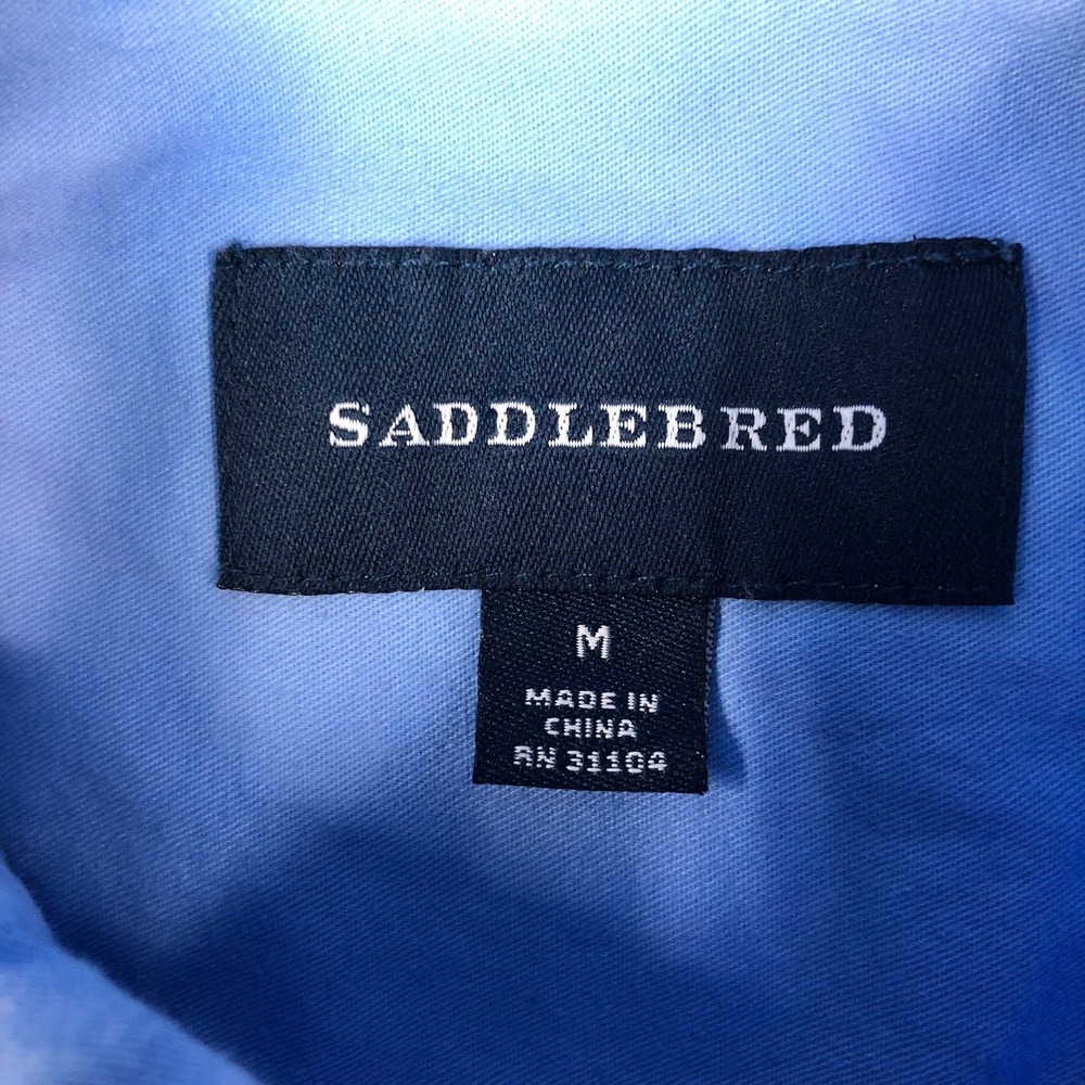 Saddlebred Mens Size M Medium Blue Long Sleeve Button Down Oxford Shirt Pocket - Picture 3 of 6